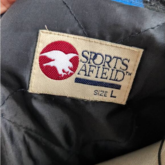 Y2K Vintage Blue Plaid Flannel Utility Blanket Thermal Oversize Coat Jacket - Picture 9 of 10